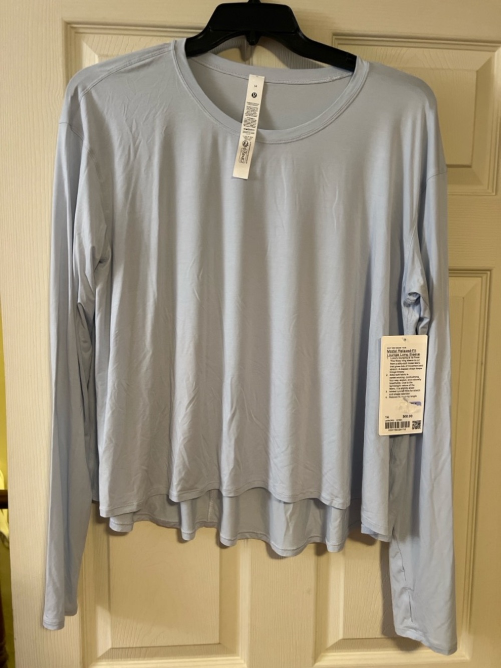 Lululemon Modal Relaxed Fit Lounge Long Sleeve Shirt Blue Size 14 NWT